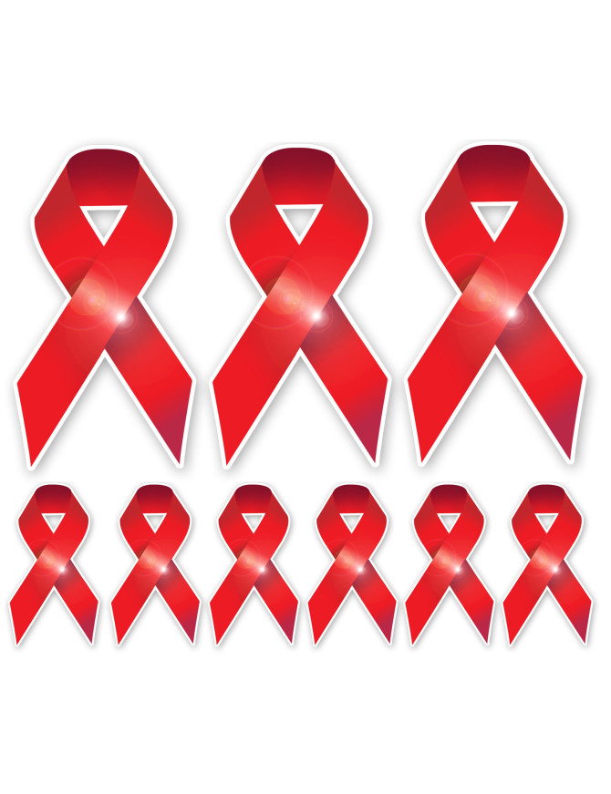 soutien contre le sida - 3fois 10x5.7cm - 6fois 5x2.7cm - Sticker/auto