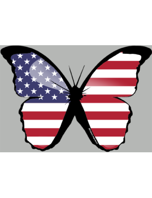effet papillon USA - 10x7cm - Sticker/autocollant