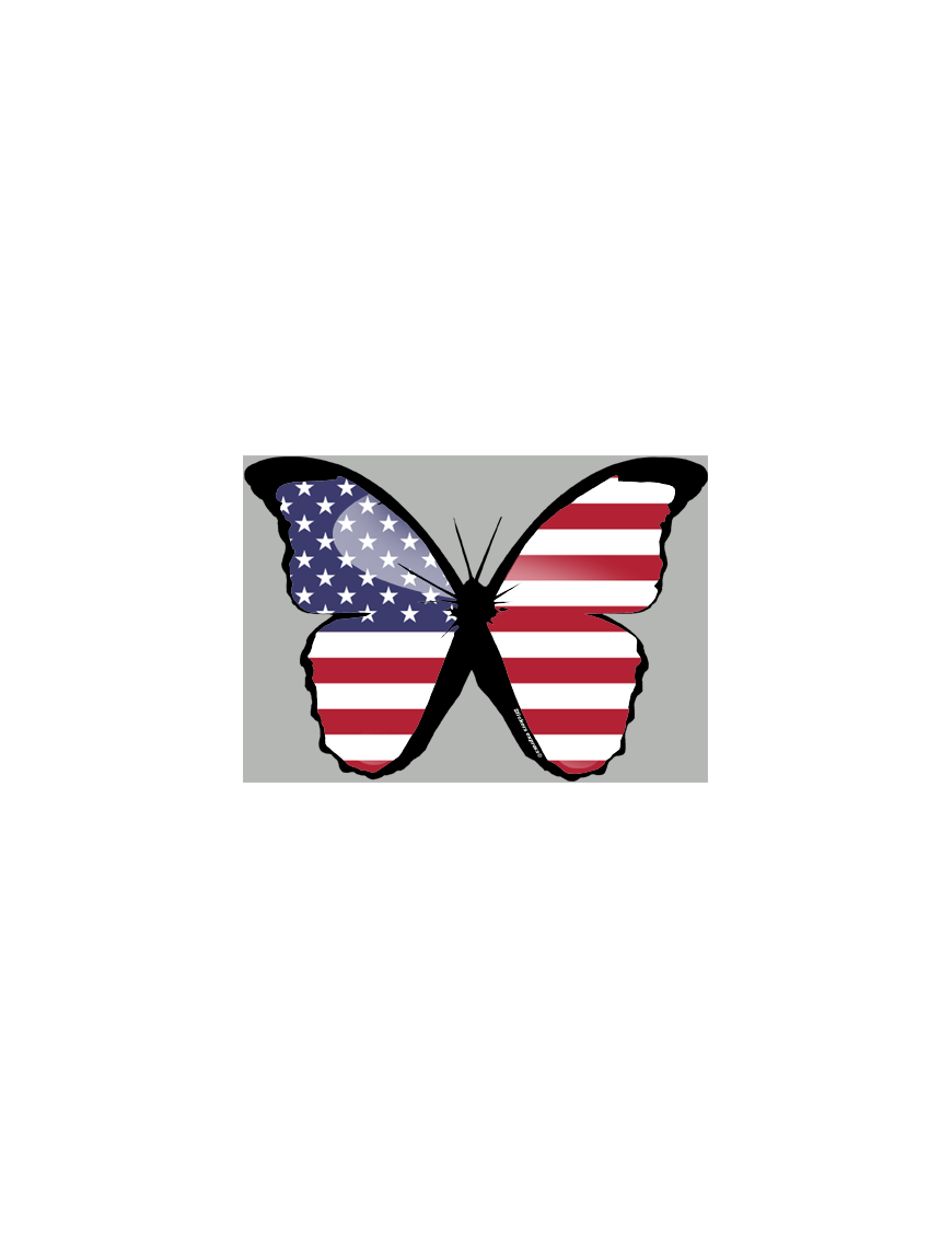 effet papillon USA - 10x7cm - Sticker/autocollant