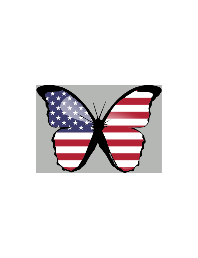 effet papillon USA - 10x7cm - Sticker/autocollant