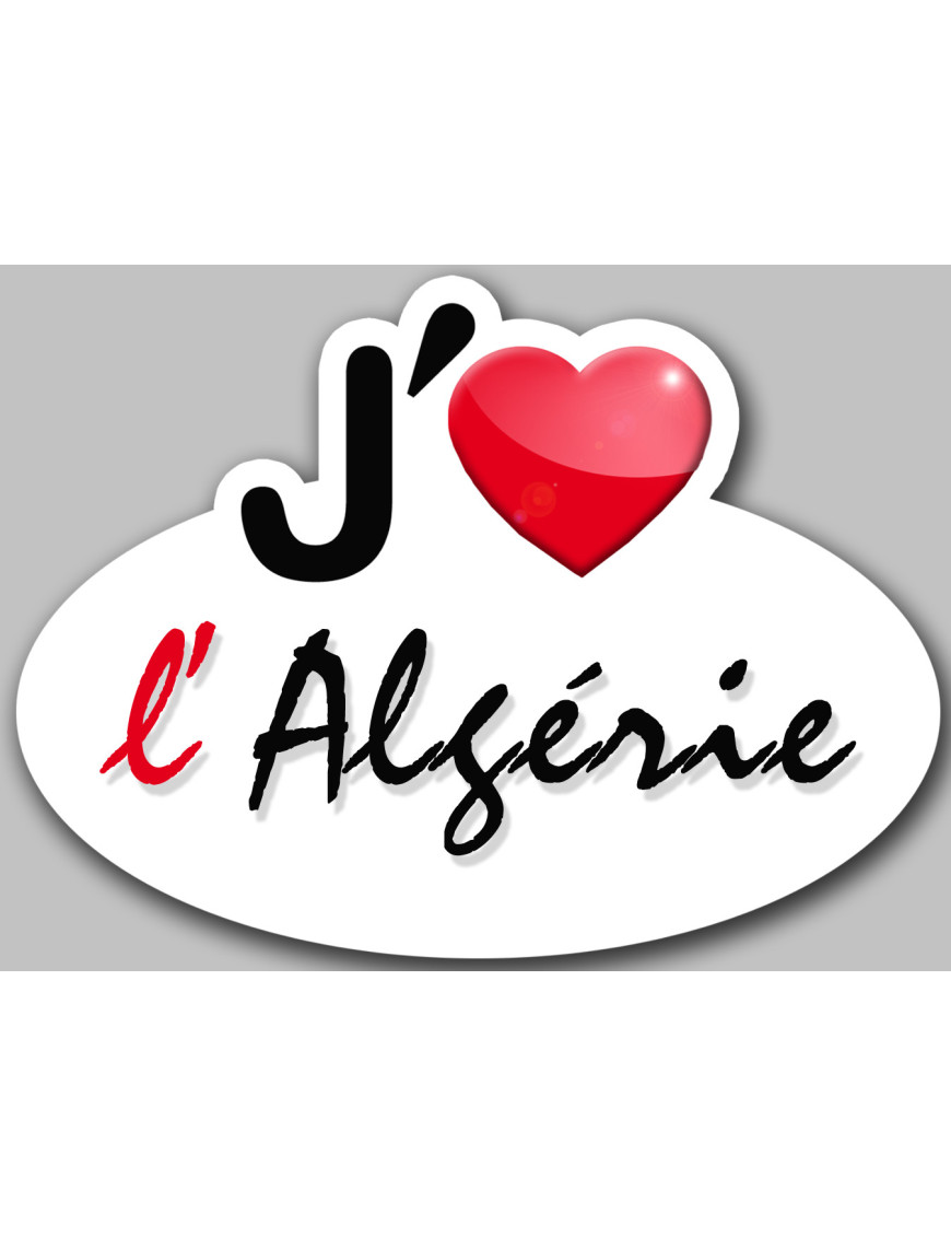 J'aime l'Algérie - 5x3.7cm - Sticker/autocollant