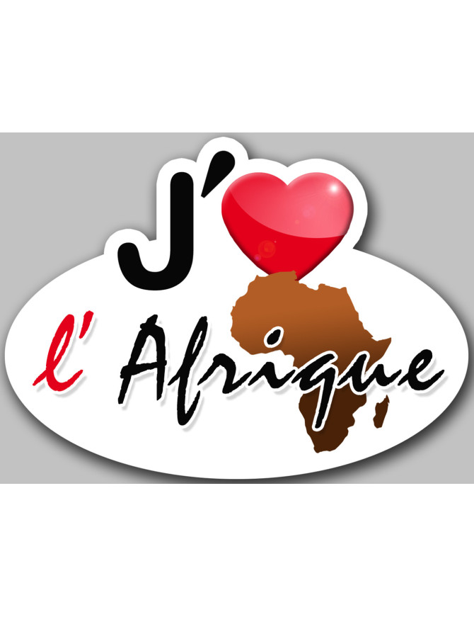 J'aime l'Afrique - 5x3.7cm - Sticker/autocollant