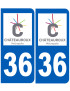 immatriculation Châteauroux 36 - Sticker/autocollant