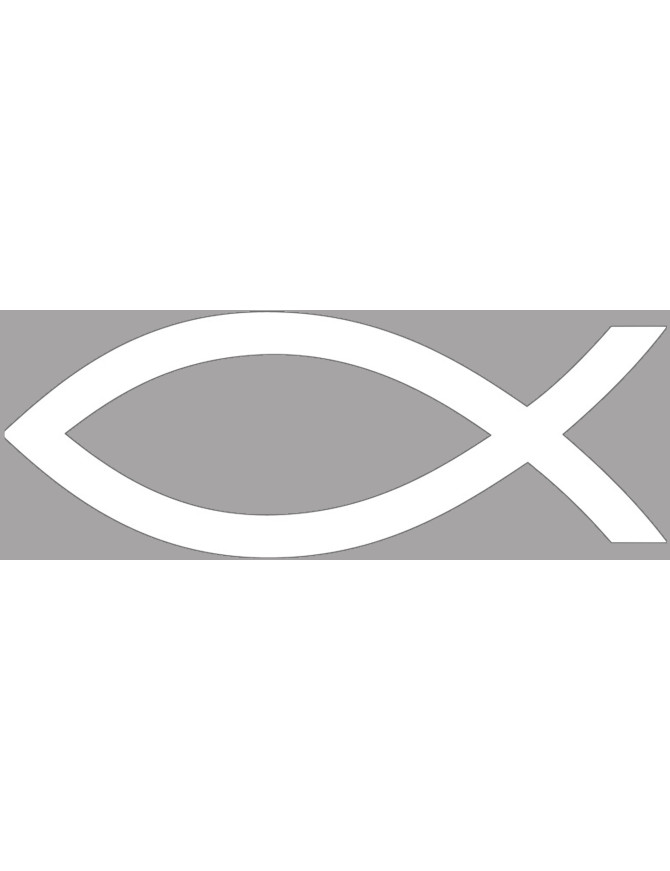 poisson chrétien blanc - 29x11cm - Sticker/autocollant