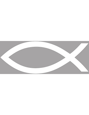 poisson chrétien blanc - 20x7.5cm - Sticker/autocollant