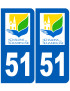 immatriculation Châlons-en-Champagne 51 - Sticker/autocollant