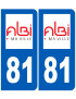 immatriculation Albi 81 - Sticker/autocollant