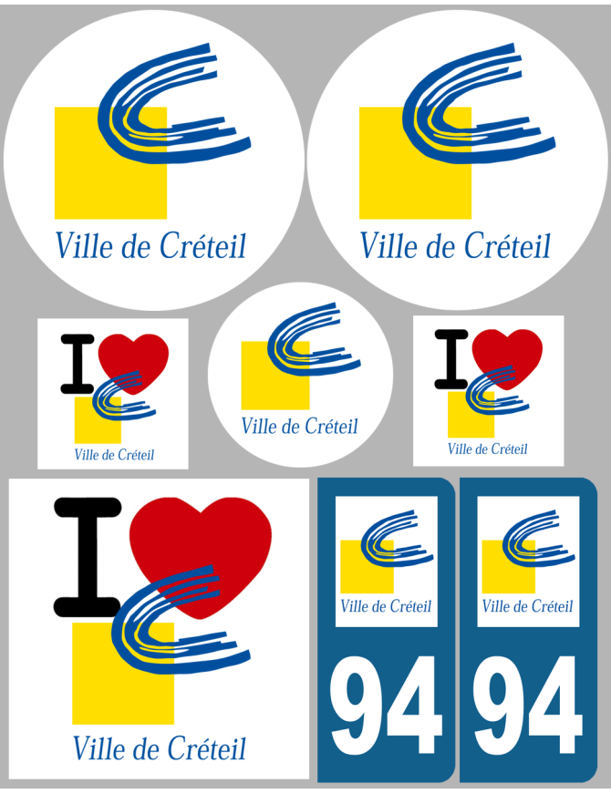 Cergy - 8 autocollants variés - Sticker/autocollant