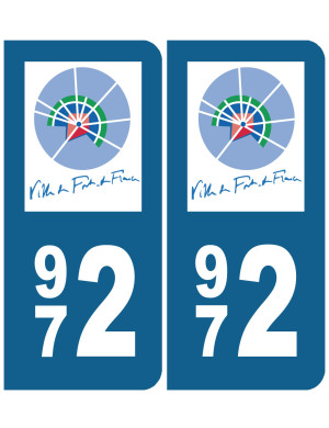 immatriculation Fort de France 972 - Sticker/autocollant