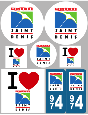 Saint-Denis de la Réunion - 8 autocollants variés - Sticker/autocoll