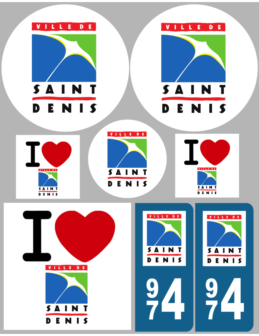 Saint-Denis de la Réunion - 8 autocollants variés - Sticker/autocoll