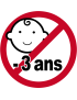 Interdit moins 3 ans - 20x20cm - Sticker/autocollant