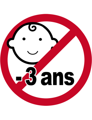 Interdit moins 3 ans - 10x10cm - Sticker/autocollant