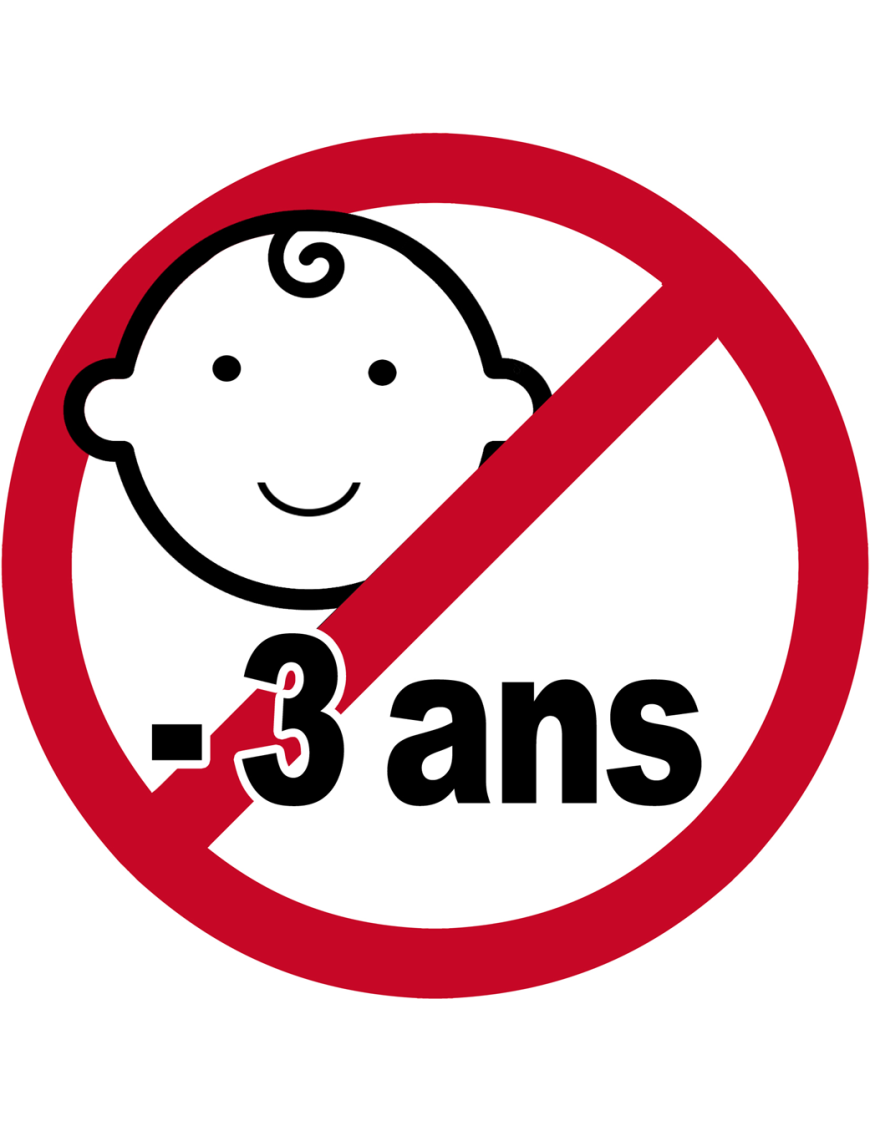 Interdit moins 3 ans - 10x10cm - Sticker/autocollant