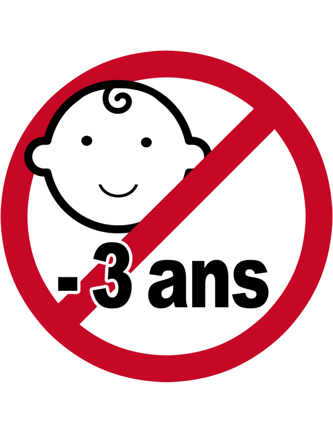Interdit moins 3 ans - 10x10cm - Sticker/autocollant