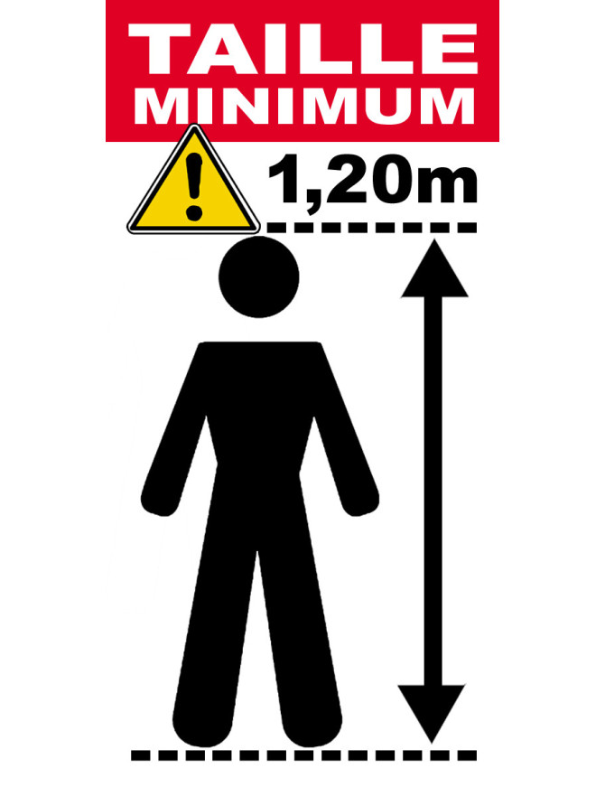 Taille minimum 1,20m - 20x10cm - Sticker/autocollant