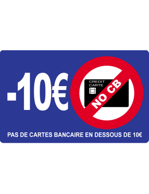 Pas de cartes bancaires en dessous de 10 euros - 20x12.3cm - Sticker/a