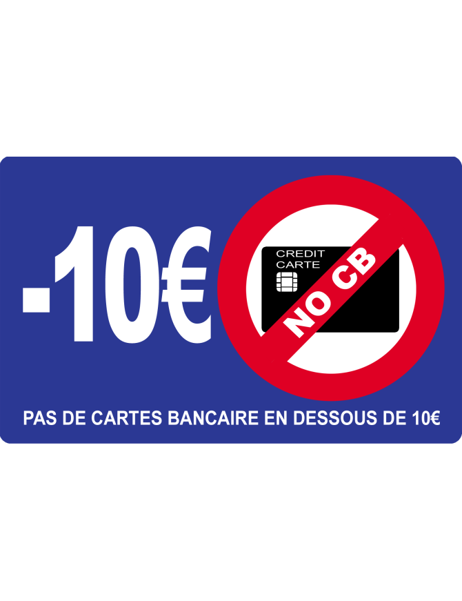 Pas de cartes bancaires en dessous de 10 euros - 10x6cm - Sticker/auto