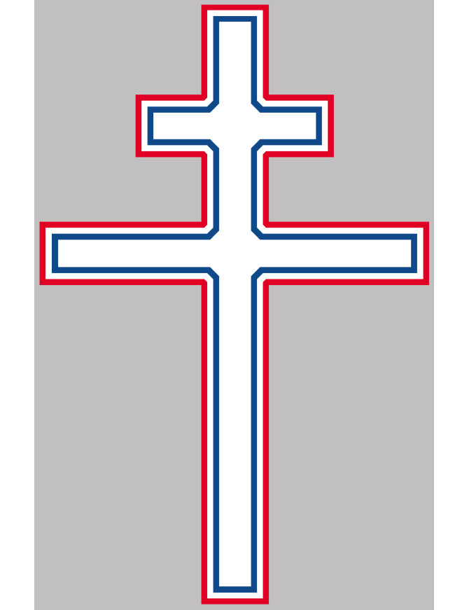 Croix de Lorraine France détouré - 10x6.5cm - Sticker/autocollant
