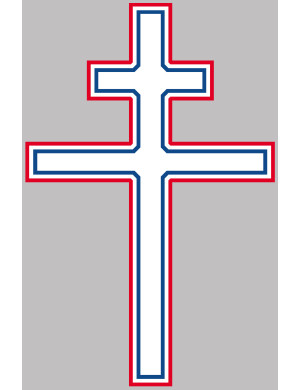 Croix de Lorraine France détouré - 29x19cm - Sticker/autocollant