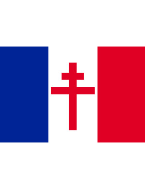 Drapeau France Croix de Lorraine - 29x19cm - Sticker/autocollant