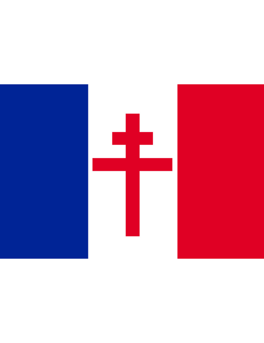 Drapeau France Croix de Lorraine - 10x6.5cm - Sticker/autocollant