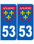 Immatriculation Anjou 53 Mayenne - Sticker/autocollant