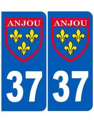 Immatriculation Anjou 37 Indre et Loire - Sticker/autocollant