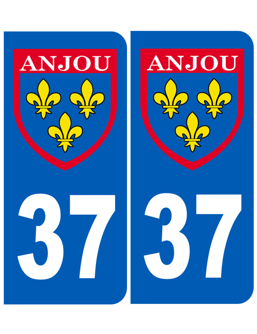 Immatriculation Anjou 37 Indre et Loire - Sticker/autocollant