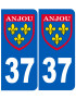Immatriculation Anjou 37 Indre et Loire - Sticker/autocollant