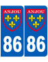Immatriculation Anjou 86 Vienne - Sticker/autocollant