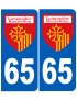 Immatriculation Languedoc-Roussillon 65 - Sticker/autocollant