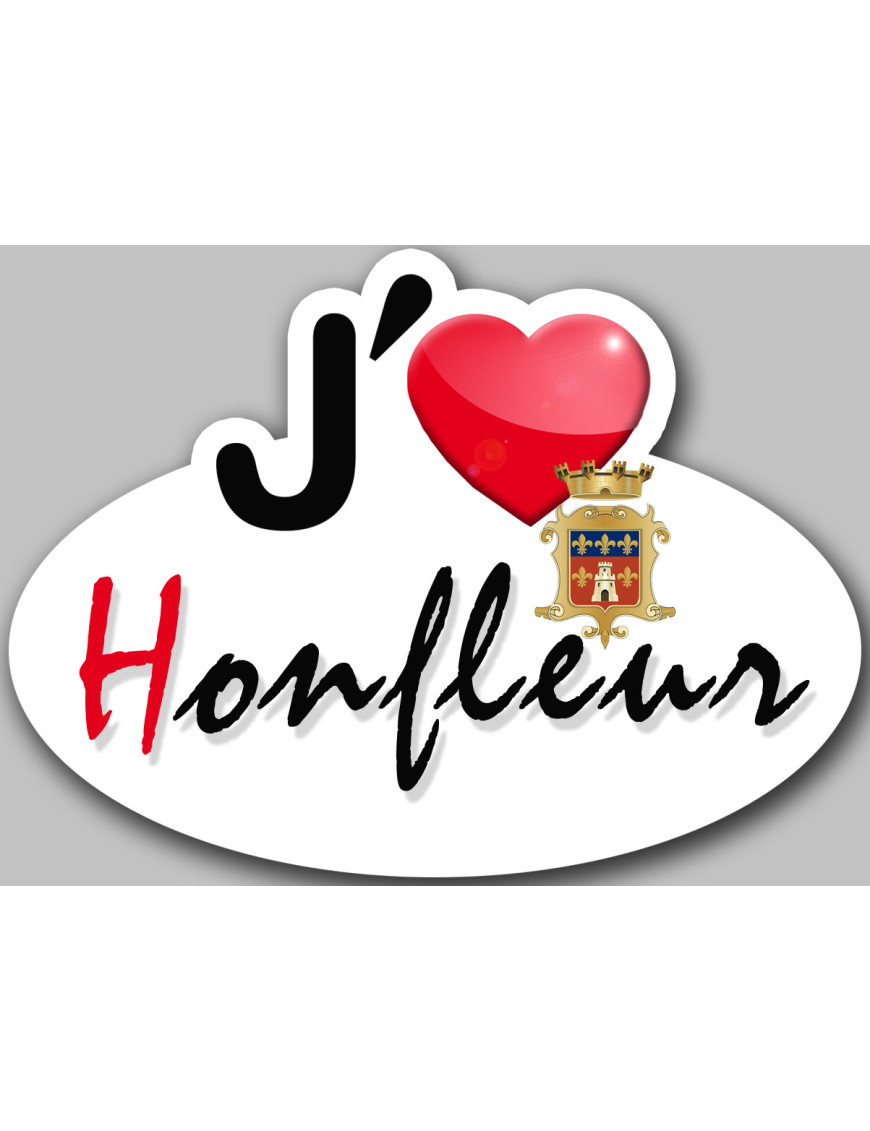 J'aime Honfleur - 5x3.7cm - Sticker/autocollant
