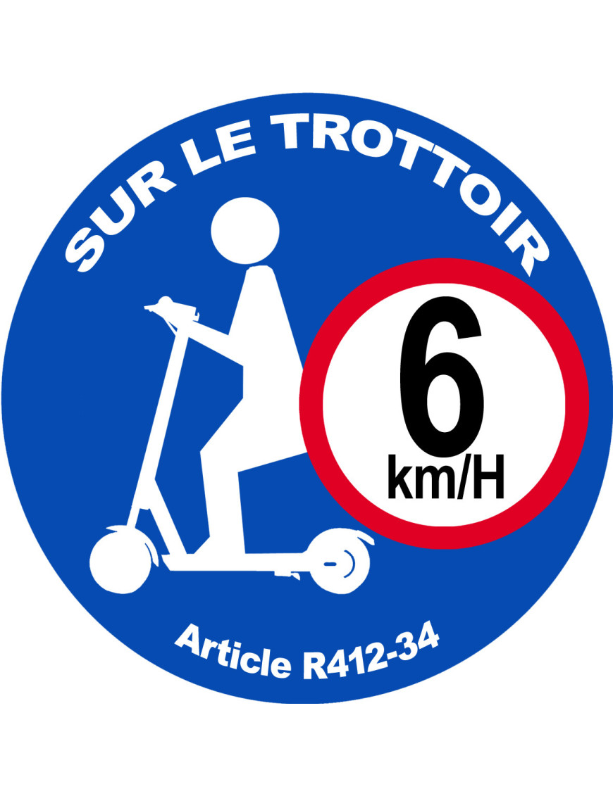 Trottinette trottoir 6 KmH - 20cm - Sticker/autocollant