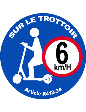 Trottinette trottoir 6 KmH - 10cm - Sticker/autocollant