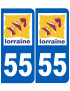 immatriculation 55 Lorraine - Sticker/autocollant