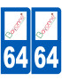 immatriculation 64 Bayonne - Sticker/autocollant
