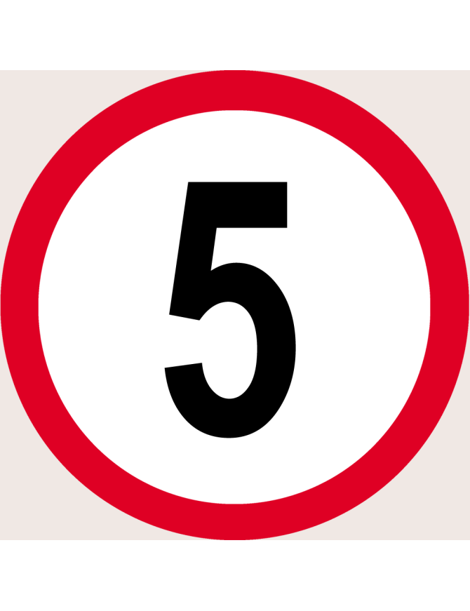 Disque de vitesse 5Km/H bord rouge - 20cm - Sticker/autocollant