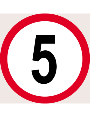 Disque de vitesse 5Km/H bord rouge - 10cm - Sticker/autocollant