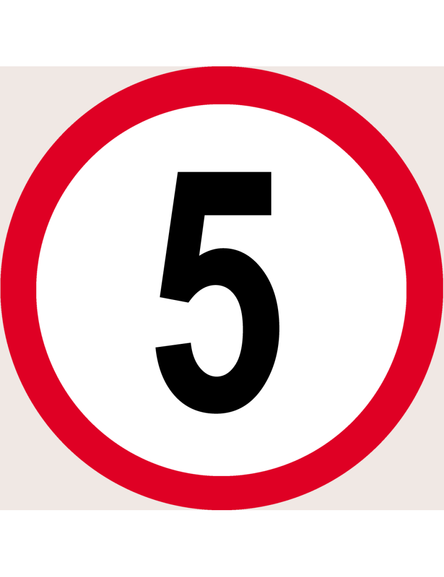 Disque de vitesse 5Km/H bord rouge - 10cm - Sticker/autocollant