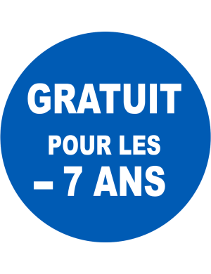 Gratuit pour les moins de 7 ans - 10x10cm - Sticker/autocollant