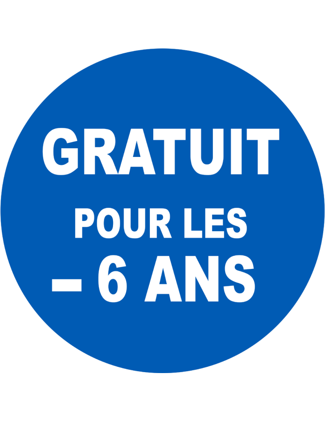 Gratuit pour les moins de 6 ans - 15x15cm - Sticker/autocollant