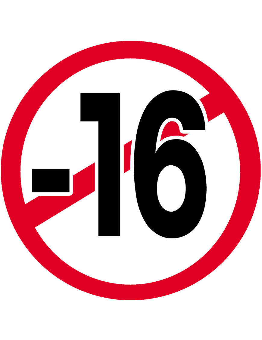 interdit moins 16 ans - 20cm - Sticker/autocollant
