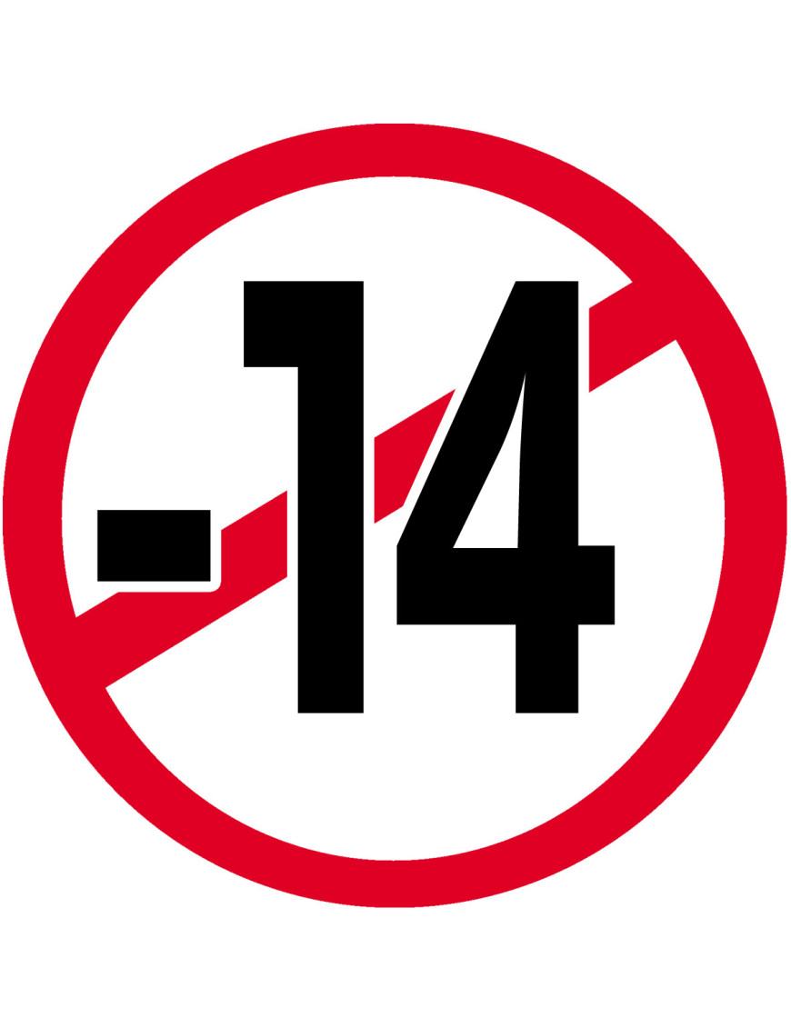 interdit moins 14 ans - 20cm - Sticker/autocollant