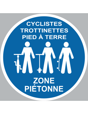Picto cyclistes trottinettes pied à terre - 10cm - Sticker/autocollant