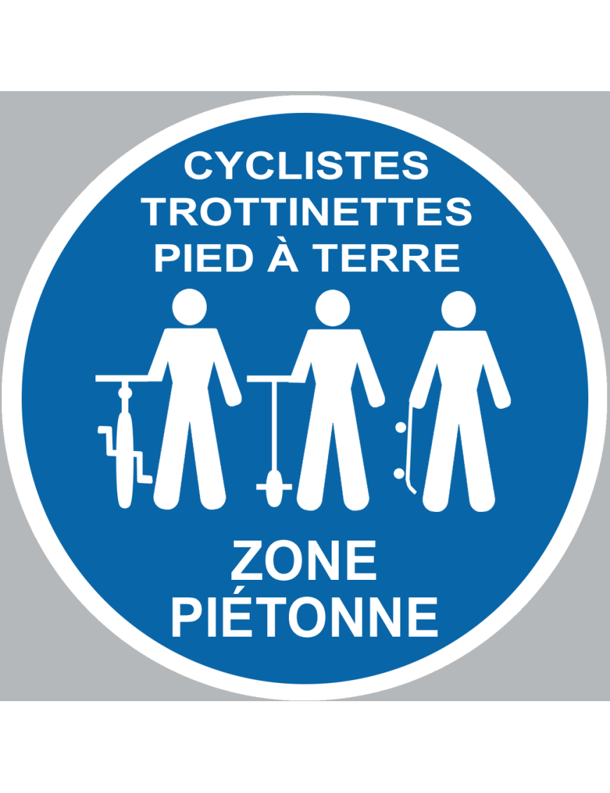 Picto cyclistes trottinettes pied à terre - 10cm - Sticker/autocollant