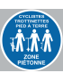 Picto cyclistes trottinettes pied à terre - 10cm - Sticker/autocollant