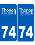 Immatriculation Thonon-les-Bains 74 - Sticker/autocollant