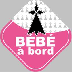 Bébé à bord bretonne hermine - 10cm - Sticker/autocollant