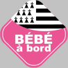 bébé à bord bretonne - 10cm - Sticker/autocollant